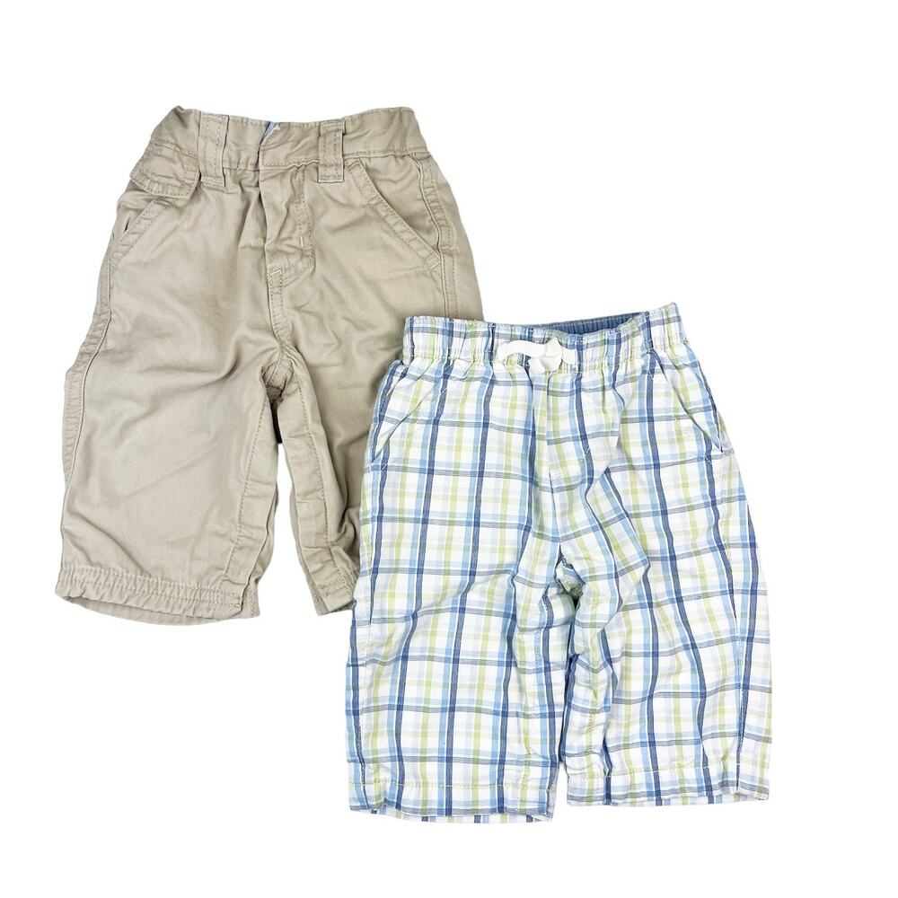 Baby Gap Inside Lined Jersey Cotton Pants Khaki Blue Plaid Size 3-6 Months